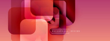 Soyut geometrik şekiller örtüşür, canlı pembe gradyan arkaplan oluşturur. Modern tasarım elementleri dijital sanat bileşimini öneriyor.