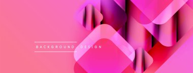 Soyut pembe dizayn özellikleri üst üste binen dikdörtgenler, gradyanlar. Modern estetik, canlı renkler, basit metin elementleri.