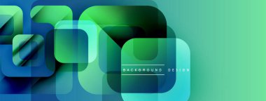 Soyut geometrik şekiller örtüşüyor, canlı turkuazlar yaratıyor, yeşil gradyanlar. Arkaplan, pankart ve sunumlar için modern tasarım ögesi.