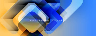 Soyut geometrik şekiller çakışıyor. Gradyan renkler harmanlanarak modern arkaplan tasarımı oluşturuldu. Metin arkaplan tasarımı okur.