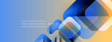 Soyut geometrik şekiller örtüşür, parlak mavi ve sarı renkler yaratır. Modern tasarım teknoloji, yenilik, akıcılık öneriyor. Arkaplan özellikleri metin arkaplanı, tasarım.