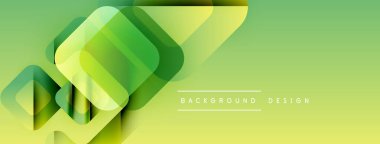 Soyut geometrik şekiller üst üste binerek katmanlı yeşil gradyanlar oluşturur. Modern tasarım elementleri teknoloji, yenilik, tazelik öneriyor.