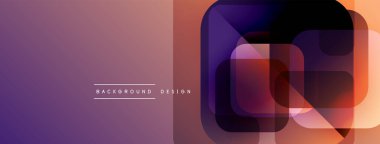 Soyut eğim arkaplanı. Üst üste binen kareler modern görsel efektler yaratır. Mor, turuncu renkler kompozisyona hakim. Mevcut en küçük metin.