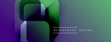 Soyut geometrik şekiller örtüşüyor, canlı renk eğimleri yaratıyor. Modern tasarım elementleri yenilik, teknoloji, akıcılık öneriyor.