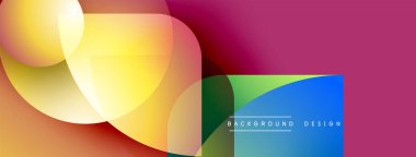 Soyut renkli şekiller çakışıyor. Gradyan renkler harmanlanarak, dinamik görsel efekt yaratır. Modern tasarım ögeleri pürüzsüz geçişler sunar.