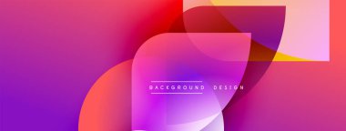 Soyut eğim arkaplanı. Üst üste binen şekiller dinamik görsel efekt yaratır. Canlı renkler düzgün harmanlanır, modern tasarım ögesi.