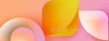 Soyut gradyanlar çakışıyor, dinamik görsel etki yaratıyor. Yumuşak pembeler, portakallar, sarılar kusursuz bir şekilde harmanlanır. Modern tasarım ögesi.