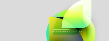 Soyut geometrik şekiller çakışıyor. Gradyan renkler harmanlanarak modern arkaplan tasarımı oluşturuldu. Metin arkaplan tasarımı okur.