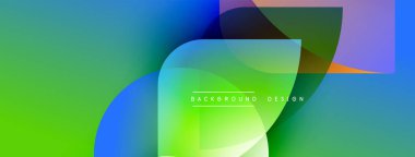 Soyut enerjik tasarım. Üst üste binen renkli şekiller dinamik görsel efekt yaratır. Mezuniyet geçişleri, modern estetik..