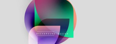 Soyut renkli şekiller çakışıyor. Gradyan renkler dinamik görsel efekt yaratır. Arkaplan ve sunumlar için modern tasarım ögesi.