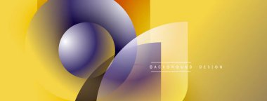 Soyut geometrik şekiller, canlı sarı, turuncu, mor renkler. Modern tasarım elementleri dinamik görsel etki yaratır. Yumuşak eğimler mevcut derinlik.