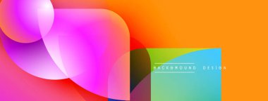 Soyut canlı tasarım, üst üste binen renkli daireler, gradyanlar. Turuncu arka plan pembe ve mavi elementleri tamamlar. Metin arkaplan tasarımı okur.