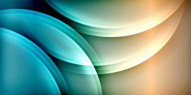 Soyut akış şekilleri, deniz mavisi, altın renkleri koyu arkaplana hakim. Pürüzsüz gradyanlar dinamik görsel efekt yaratır. Zarif tasarım.