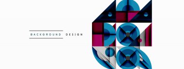 Soyut geometrik şekiller, mavi, pembe, gri. Modern tasarım elementleri dinamik görsel kompozisyon oluşturur. Minimalist stil, temiz hatlar.