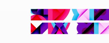 Soyut geometrik şekiller, canlı renkler, modern tasarım. Bileşik özellikler üst üste binerek, dinamik görsel doku oluşturur.