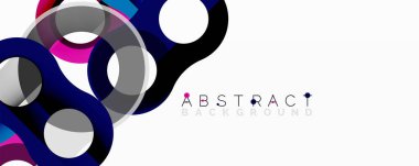 Soyut tasarım üst üste binen daireler, canlı renkler, modern estetik. Beyaz alan temiz zemin sağlar. Minimalist kompozisyon.
