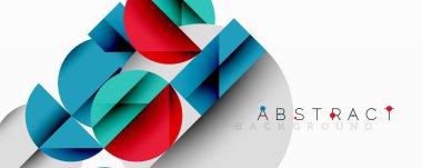 Modern soyut tasarım. Geometrik şekiller örtüşür, canlı renk farklılıkları yaratır. Temiz çizgiler, dinamik kompozisyon.