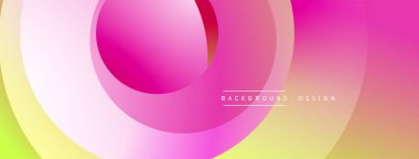 Soyut renkli çemberler örtüşüyor ve canlı bir gradyan arkaplan oluşturuyor. Modern tasarım elementleri enerji, akış, pozitiflik.