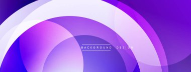 Soyut mor arkaplan. Üst üste binen yuvarlak şekiller dinamik görsel efekt yaratır. Dijital projeler için modern tasarım.