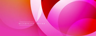 Soyut pembe, kırmızı gradyanlar. Üst üste binen daireler dinamik görsel efekt yaratır. Metin arka plan tasarımı okur. Modern, canlı bir sunum.