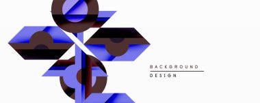 Soyut geometrik tasarım katmanlı mavi, kestane rengi şekiller içerir. Dinamik çizgilerle minimalist kompozisyon modern görsel etki yaratır. Beyaz arkaplan formları vurgular.