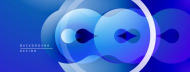 Soyut mavi tasarım. Üst üste binen daireler dinamik görsel efekt yaratır. Geçmişe uygun modern, temiz estetik..