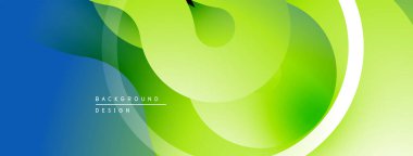 Soyut sıvı şekiller, canlı yeşil, mavi renkler. Modern tasarım, pürüzsüz eğimler, temiz estetik. Minimalist arkaplan dokusu.