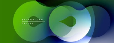 Soyut sıvı şekilleri örtüşür, canlı yeşil mavi gradyan oluşturur. Modern tasarım hareketi, enerjiyi, akıcılığı çağrıştırıyor.