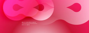 Soyut pembe arka plan. Üst üste binen şekiller akışkan ve modern tasarım yaratır. Gradyan renkler görsel derinlik, pürüzsüz geçişler sunar.