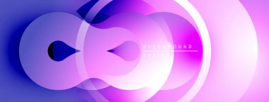 Soyut sıvı şekiller, canlı mor renkler, eş merkezli daireler modern arkaplan tasarımı yaratır. Yumuşak gradyanlar dinamik görsel efekt sunar.