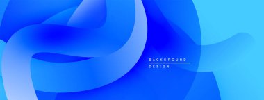 Soyut mavi arkaplan. Üst üste binen şekiller dinamik, akıcı tasarım yaratır. Yumuşak eğimler modern estetik sunar. Minimalist kompozisyon.