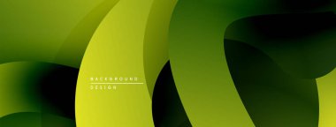 Soyut yeşil eğimler akışkan şekiller yaratır. Düz kıvrımlar örtüşüyor, dinamik görsel doku oluşturuyor. Modern tasarım ögesi.
