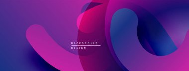 Soyut sıvı şekilleri, canlı gradyanlar. Mor, pembe, mavi renkler kusursuz bir şekilde harmanlanır. Arka planlar için modern tasarım ögesi.