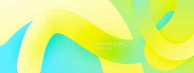 Soyut sıvı şekilleri sarı, yeşil ve mavi renkleri harmanlıyor. Pürüzsüz gradyanlar dinamik görsel doku oluşturur. Arkaplanlar için minimalist tasarım.