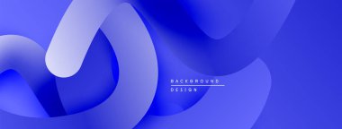 Soyut mavi dalgalar dinamik bir zemin oluşturur. Yumuşak eğimler hareketi, derinliği gösterir. Dijital projeler için modern tasarım ögesi.
