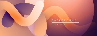 Soyut sıvı şekiller, sıcak renk paleti. Gradyan gölgeler dinamik kompozisyon yaratır. Arka planlar için modern tasarım ögesi.