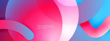 Soyut sıvı şekiller, canlı renklerin karışımı. Pembe, mavi, mor renkler modern tasarım yaratır. Yumuşak eğriler kesişir, dinamik bileşim.
