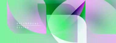 Soyut arkaplan özellikleri üst üste binen daireler, kareler, yumuşak eğimler. Nane, lavanta, beyaz renkler kompozisyona hakim. Modern tasarım ögesi.