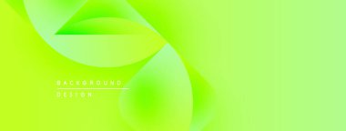 Parlak yeşil soyut arka plan. Akan şekiller dinamik görsel efektler yaratır. Dijital projeler için modern tasarım.