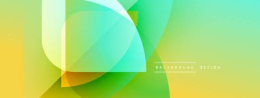 Soyut geometrik şekiller çakışıyor. Renkler karışır, modern görsel efekt yaratır. Tasarım sarı, yeşil renkler.