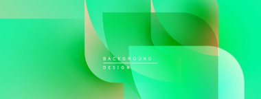 Soyut yeşil arkaplan. Üst üste binen şekiller dinamik görsel efekt yaratır. Modern tasarım elementleri pürüzsüz eğimler sunar.