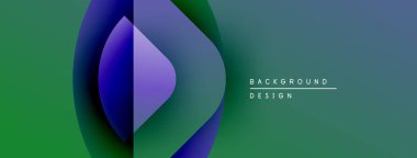 Soyut gradyan şekiller çakışıyor, dinamik görsel etki yaratıyor. Yeşil, mavi renkler kompozisyona hakim. Metin arkaplan tasarımı okur.