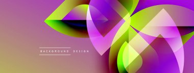 Soyut çiçek şekilleri örtüşüyor ve canlı bir değişim etkisi yaratıyor. Renkler mor, sarı, yeşil ve bej arkaplandan karışıyor. Modern tasarım ögesi.