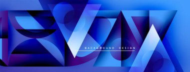 Soyut mavi tasarım geometrik şekiller, gradyanlar, üst üste binen katmanlar içerir. Dijital projeler için modern arkaplan.