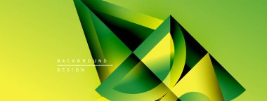 Soyut geometrik tasarım. Canlı yeşil, sarı renkler dinamik bileşim yaratır. Çeşitli projeler için modern arkaplan.
