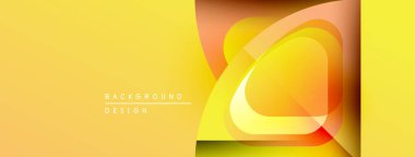 Soyut sarı tasarım. Üst üste binen şekiller dinamik görsel efekt yaratır. Gradyan renkler derinlik ekler, modern estetik.