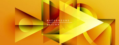 Soyut geometrik tasarım. Turuncu, sarı renkler dinamik şekiller yaratır. Sunumlar ve grafikler için modern arkaplan uygun.