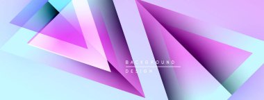 Soyut geometrik şekiller örtüşüyor, canlı mor ve mavi renkler yaratıyor. Arkaplanda metin arkaplan tasarımı var. Modern, şık görsel kompozisyon.