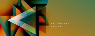 Soyut geometrik şekiller, canlı renkler, modern tasarım. Gradyan karışımları dinamik görsel efekt yaratır. Minimalist biçim, uygun afiş arkaplanı.