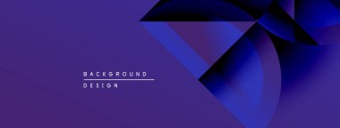 Soyut mor tasarım üst üste binen geometrik şekiller içerir. Renkler derinlik yaratır, modern estetik. Metin arkaplan tasarımı okur.